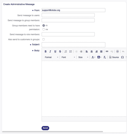 Erstellung administrativer Nachrichten in OTOBO