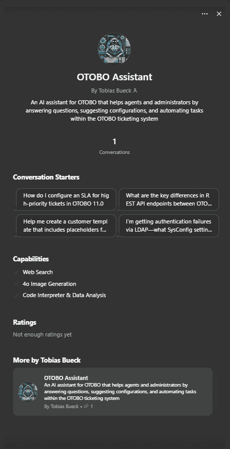 OTOBO Custom GPT - OTOBO Assistant