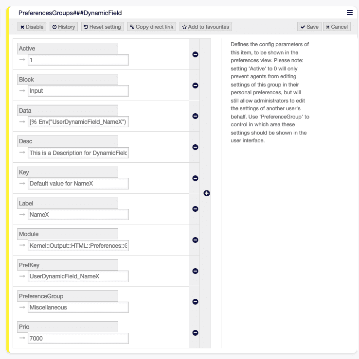 Dynamic Field Preferences Groups