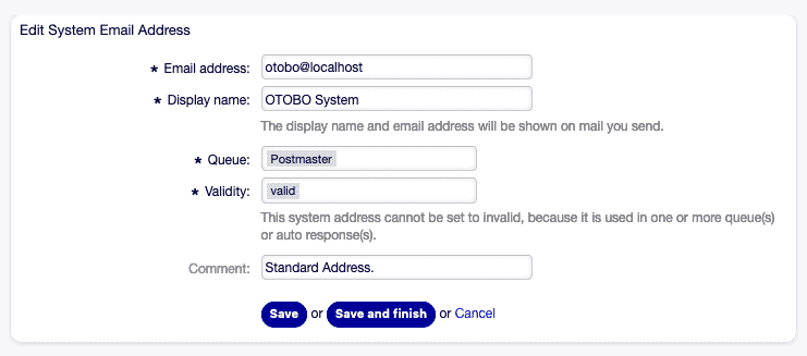 Eine E-Mail-Adresse in OTOBO bearbeiten [1]