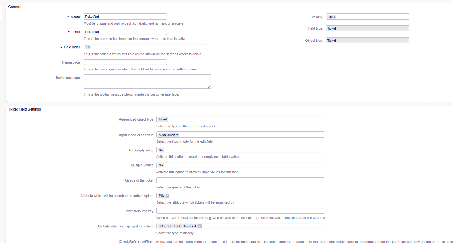 OTOBO 11 Dynamic Field Ticket Reference