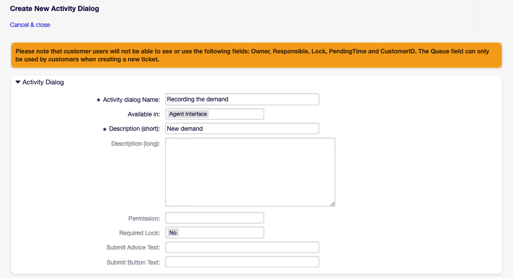 Prozessmanagement im OTOBO Ticketsystem - Buchbestellung - Aktivitätsdialog hinzufügen [1]