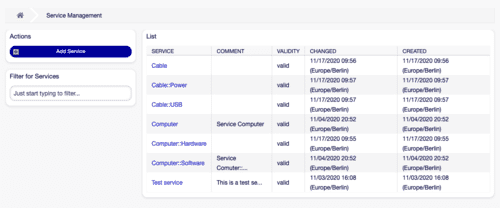 Service Management Screen [1]