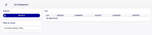 Service Level Agreement Management Screen [1]