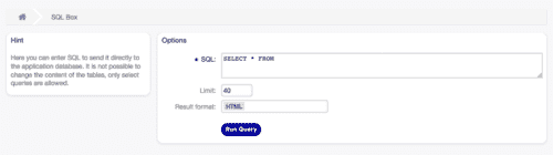 Der SQL-Box-Bildschirm in OTOBO