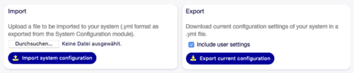 Systemkonfiguration - Import und Export