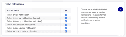 Persönliche Einstellungen zu Ticket-Benachrichtigungen in OTOBO