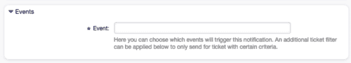Einstellmöglichkeiten für auslösende Ereignisse bei Ticket-Benachrichtigungen